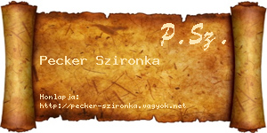 Pecker Szironka névjegykártya
